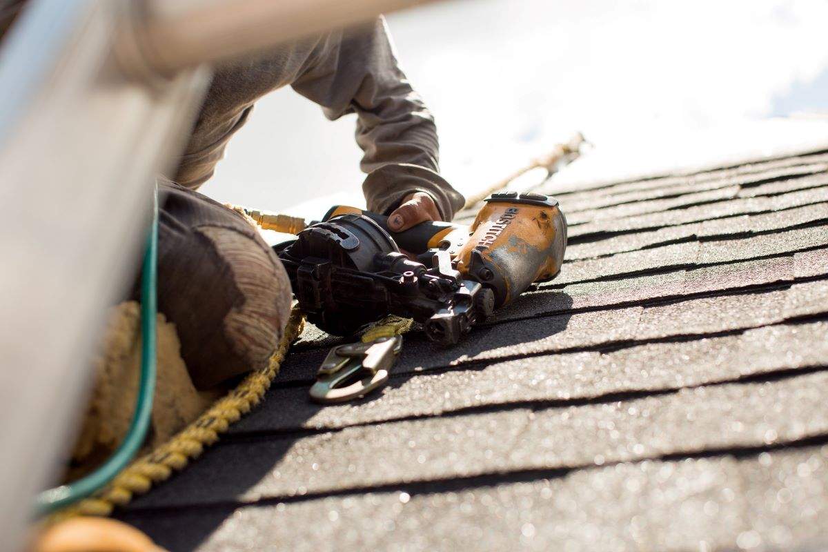 Roofing Installation with Nail Gun