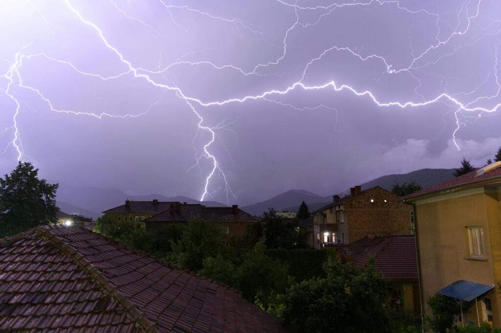 Lightning Storm Over Town