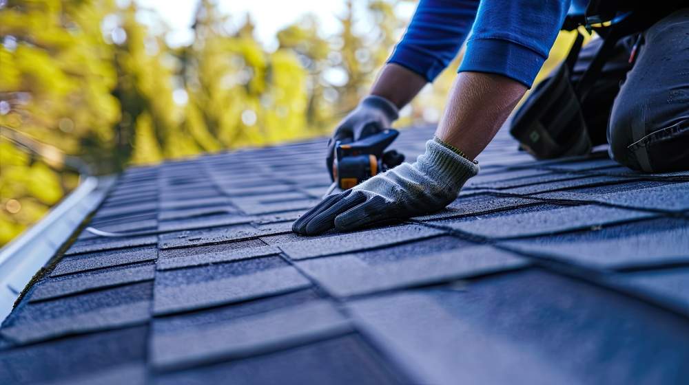 roofing professional installing or repairing