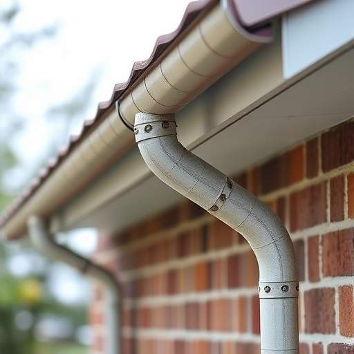 Gutter and Downspout on Brick Wall