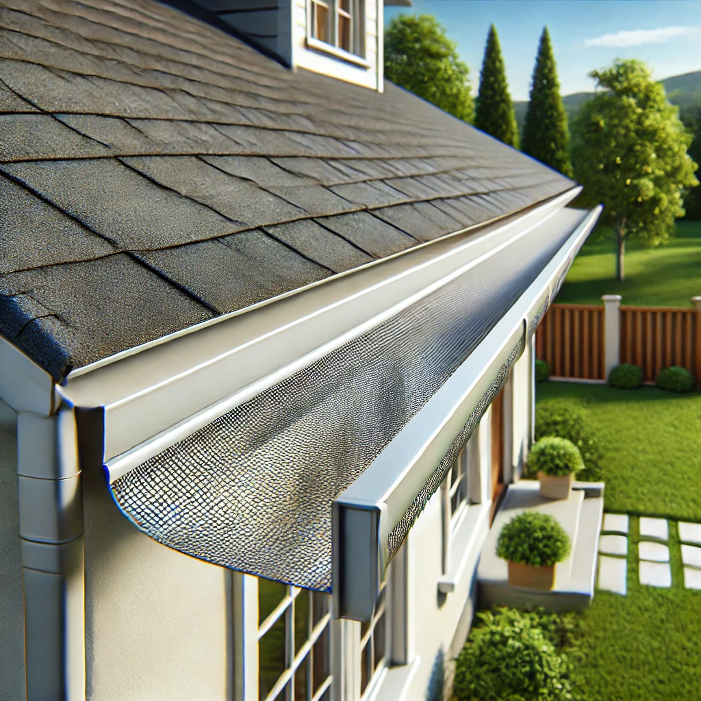 gutter system with a mesh guard