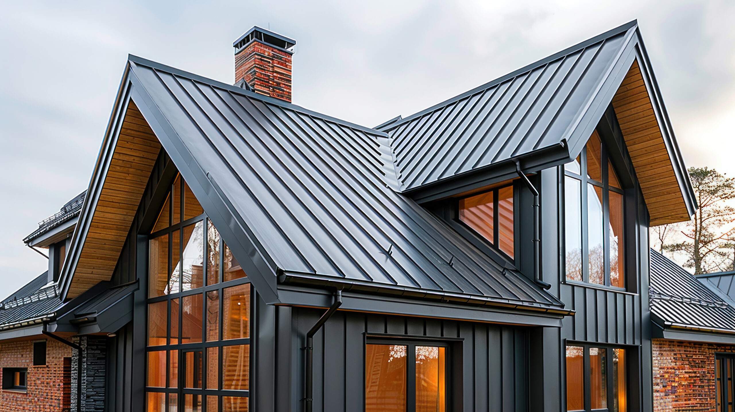 black metal roof with standing seam panels